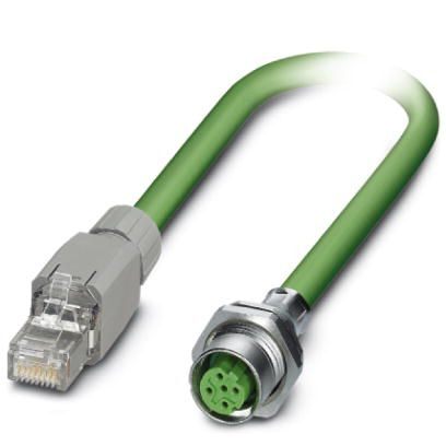 Phoenix Contact, 2m Cat5, Green M12 to Female RJ45, Shielded Shielded, Terminated