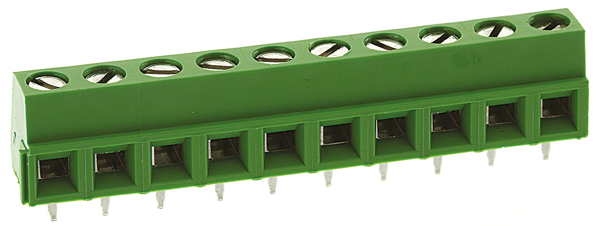 TE Connectivity Buchanan Series PCB Terminal Block, 10-Contact, 5mm Pitch, Through Hole Mount, 1-Row, Screw Termination