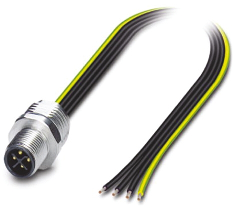 Phoenix Contact Straight Male 4 way M12 to Unterminated Sensor Actuator Cable, 5m