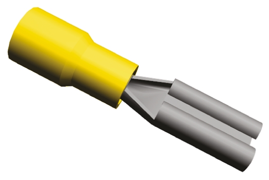 TE Connectivity PIDG FASTON .110 Yellow Insulated Female Spade Connector, Receptacle, 2.79 x 0.79mm Tab Size, 0.1mm² to