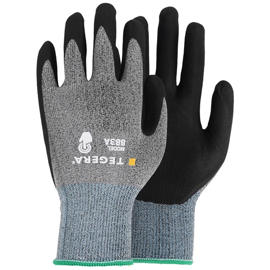 Tegera 883A Grey, Black Nylon, Spandex Work Gloves, Size 10, Nitrile Foam Coating