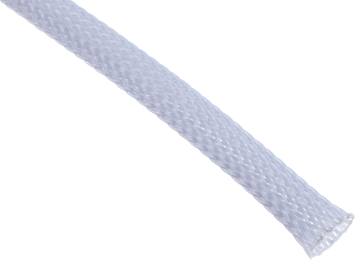RS PRO Expandable Braided PET Grey Cable Sleeve, 10mm Diameter, 5m Length