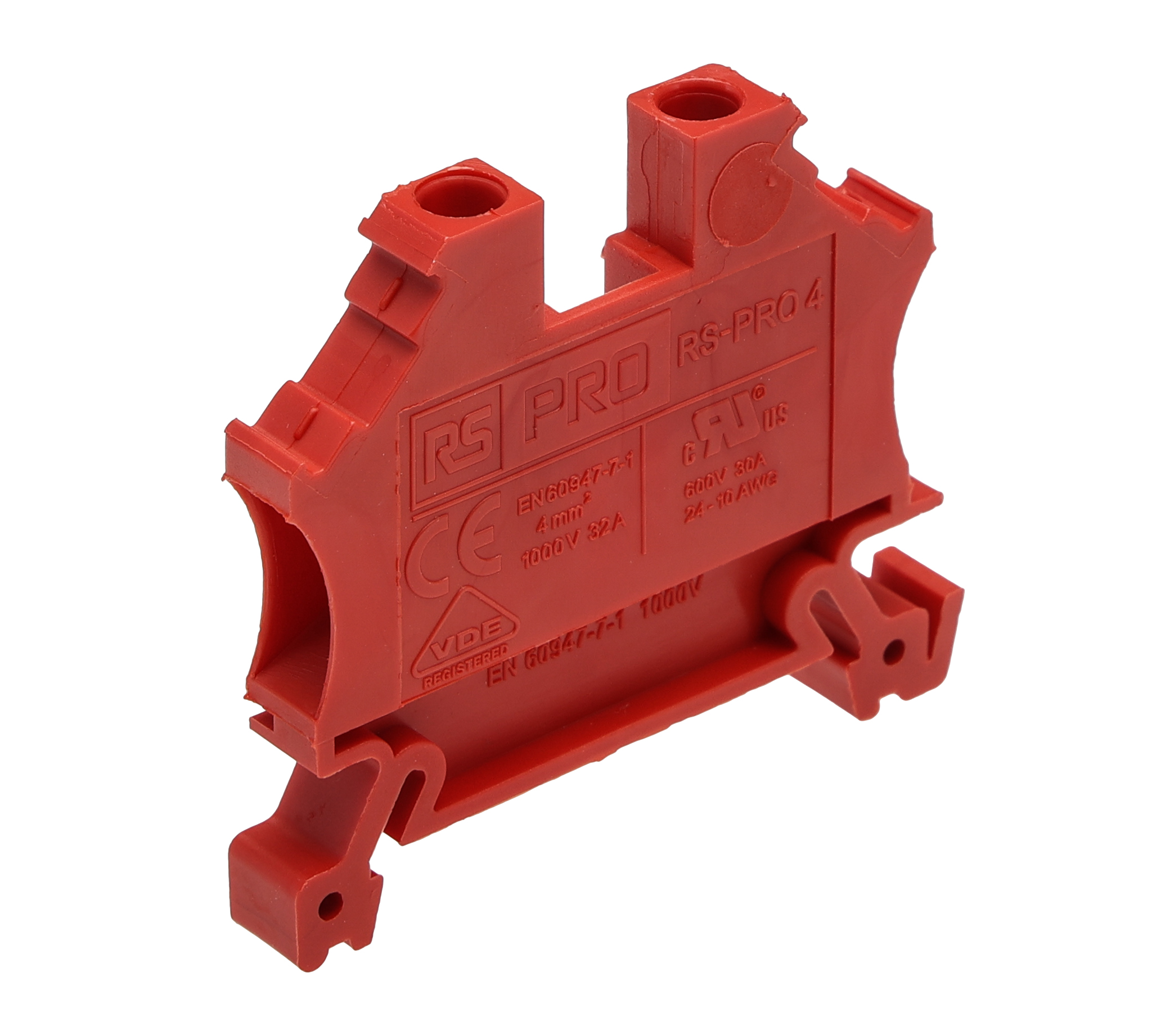 RS PRO Red, Single-Level, Cage Clamp Termination
