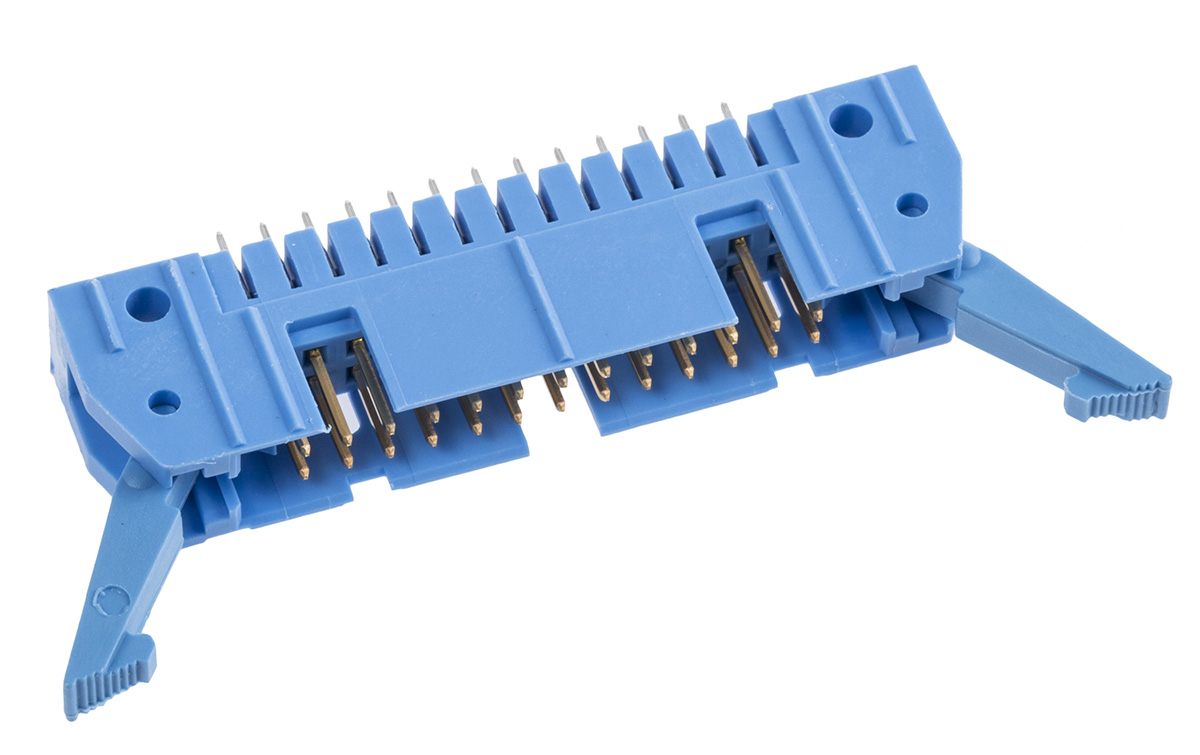 TE Connectivity AMP-LATCH Series Straight Through Hole PCB Header, 26 Contact(s), 2.54 mm Pitch, 2 Row, Shrouded