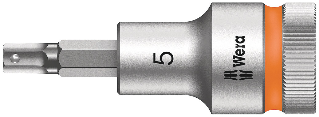 Wera 1/2 in Drive Bit Socket, Hex Bit, 5mm, 60 mm Overall Length