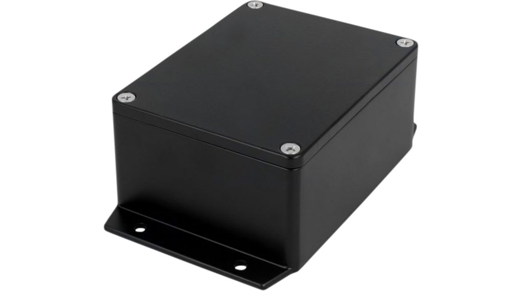 RND RND 455 Series Black Aluminium Alloy Enclosure, IP65, Flanged, Black Lid, 115 x 90 x 55mm