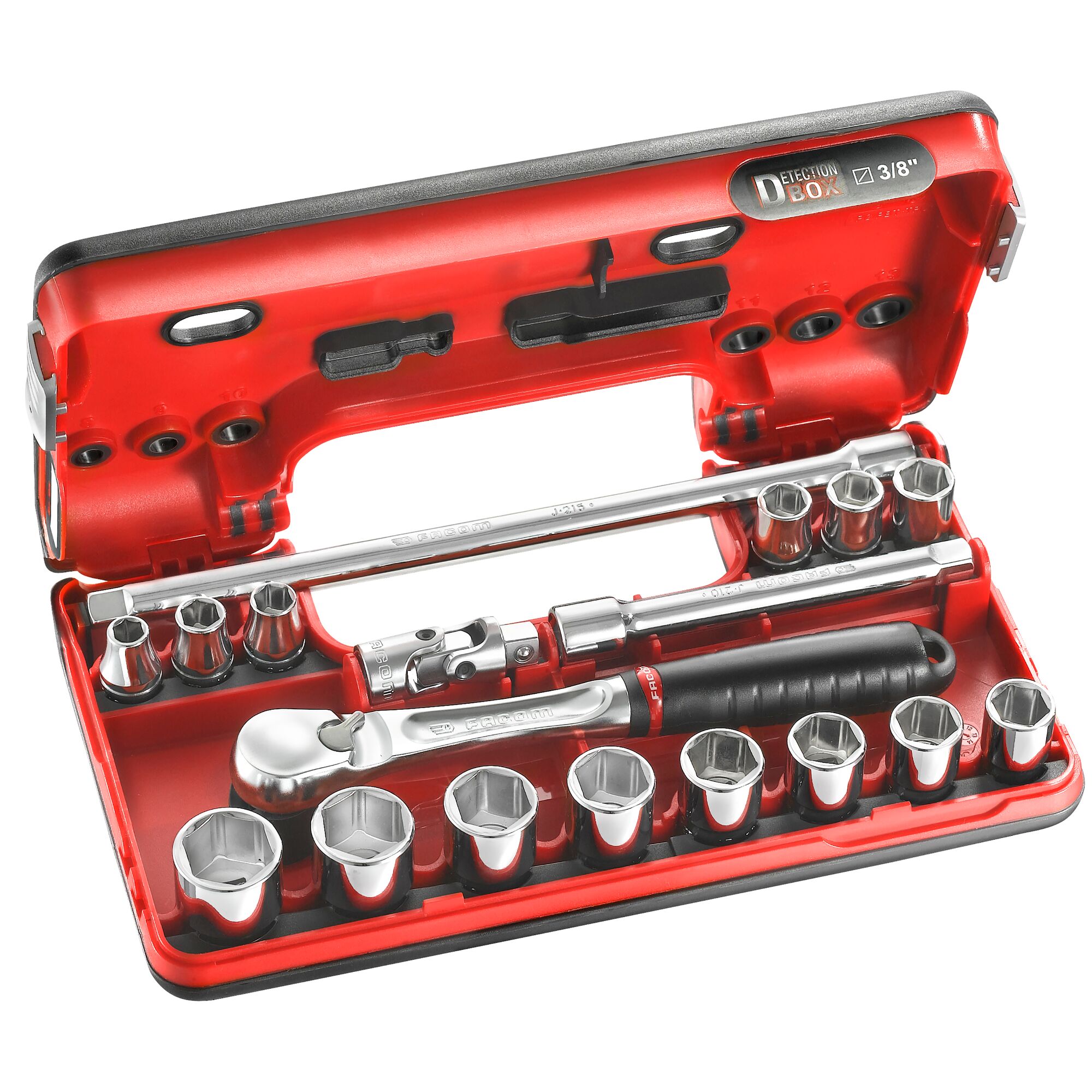 Facom 3/8 in Hexagon Hexagon Socket Set Chrome Chrome Vanadium Steel