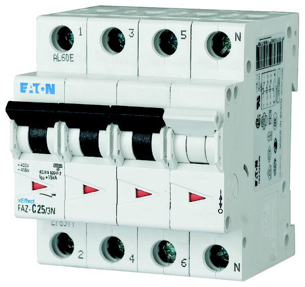 Eaton FAZ MCB, 3+N, 25A Curve C