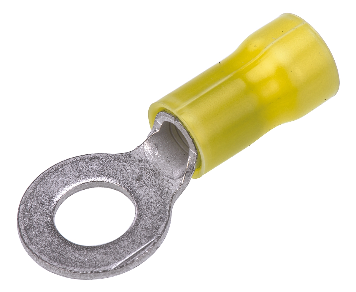 TE Connectivity, PLASTI-GRIP Insulated Ring Terminal, M6 Stud Size, 3mm² to 6mm² Wire Size, Yellow