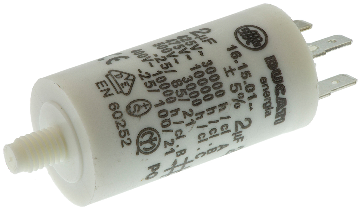 Ducati Energia 4.16.15 Polypropylene Film Capacitor, 500V ac, ±5%, 2μF, Stud Mount