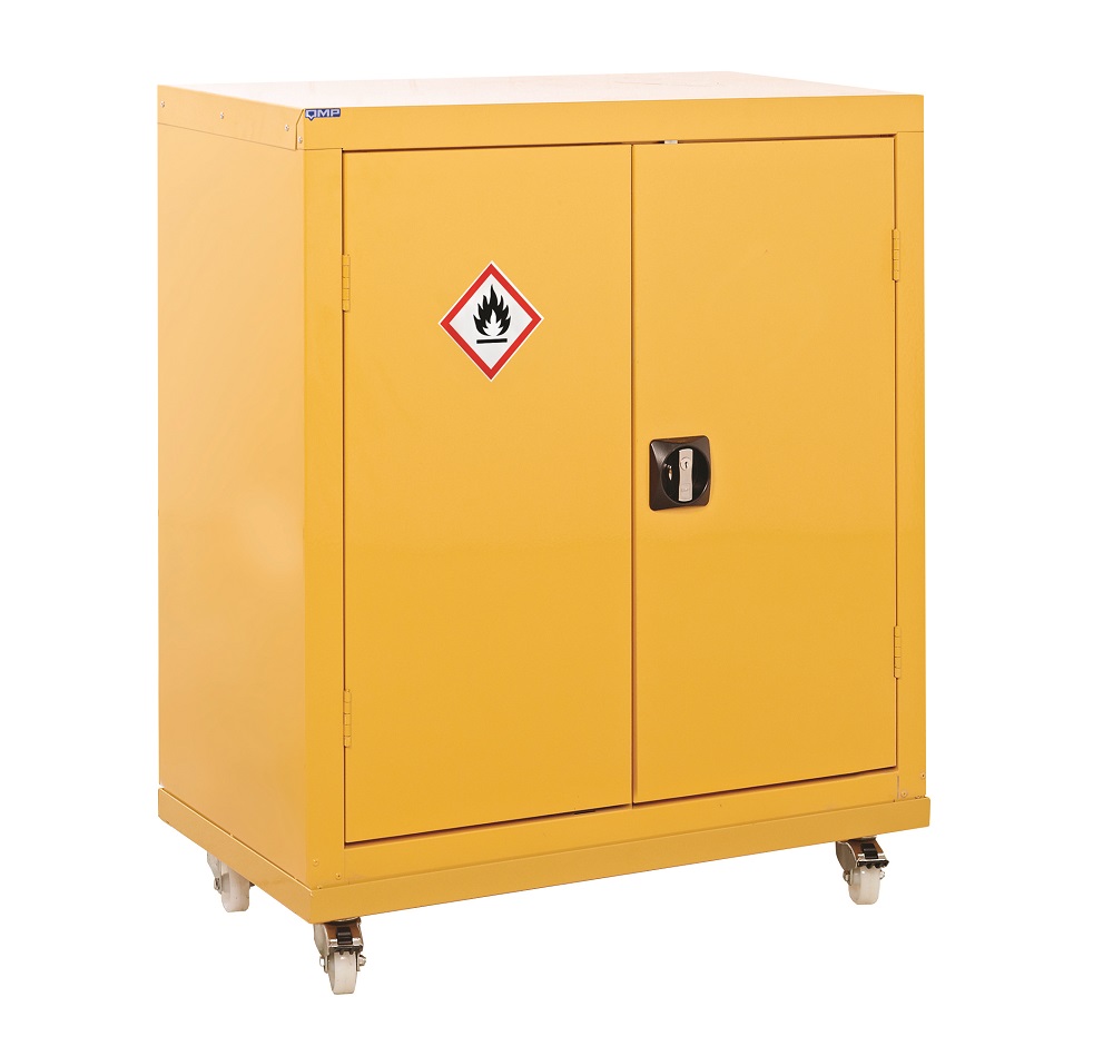 RS PRO Yellow Steel Lockable 2 Door Hazardous Substance Cabinet, 1040mm x 900mm x 460mm
