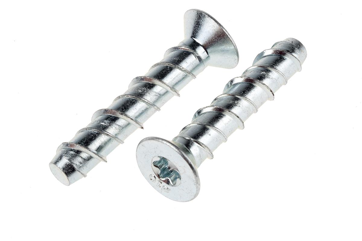 RS PRO Carbon Steel Anchor Bolt M10 x 60mm, 10mm Fixing Hole