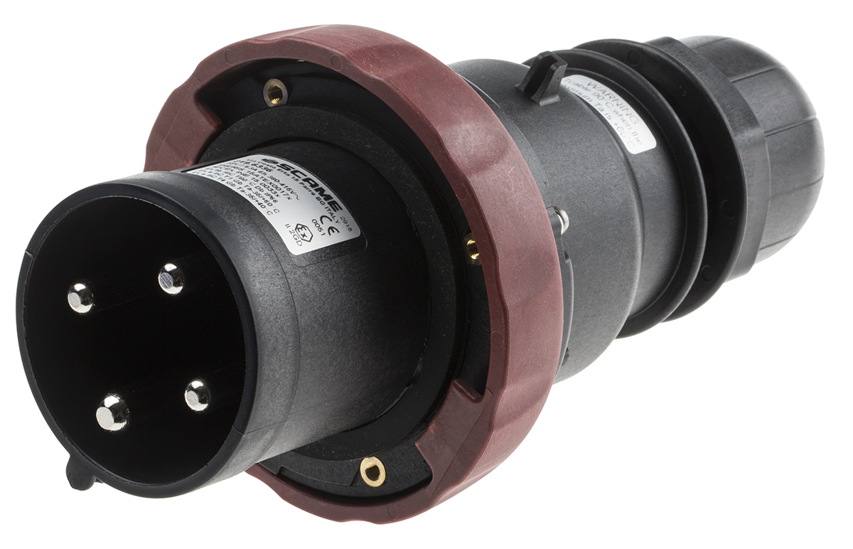 Scame IP66 Red Cable Mount 3P + E Power Connector Plug ATEX, IECEx, Rated At 63A, 380 → 415 V