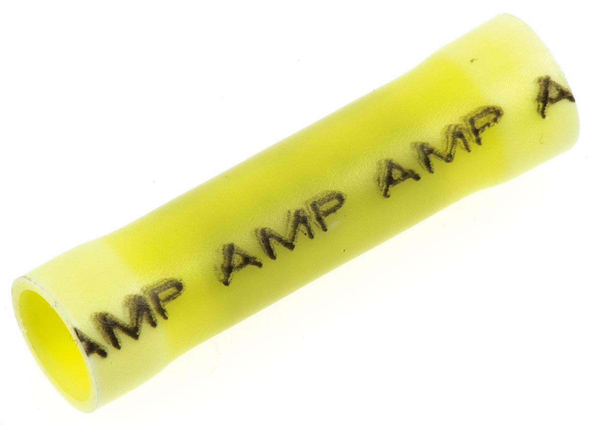TE Connectivity, PLASTI-GRIP Butt Wire Splice Connector, Yellow, Insulated, Tin 12 → 10 AWG