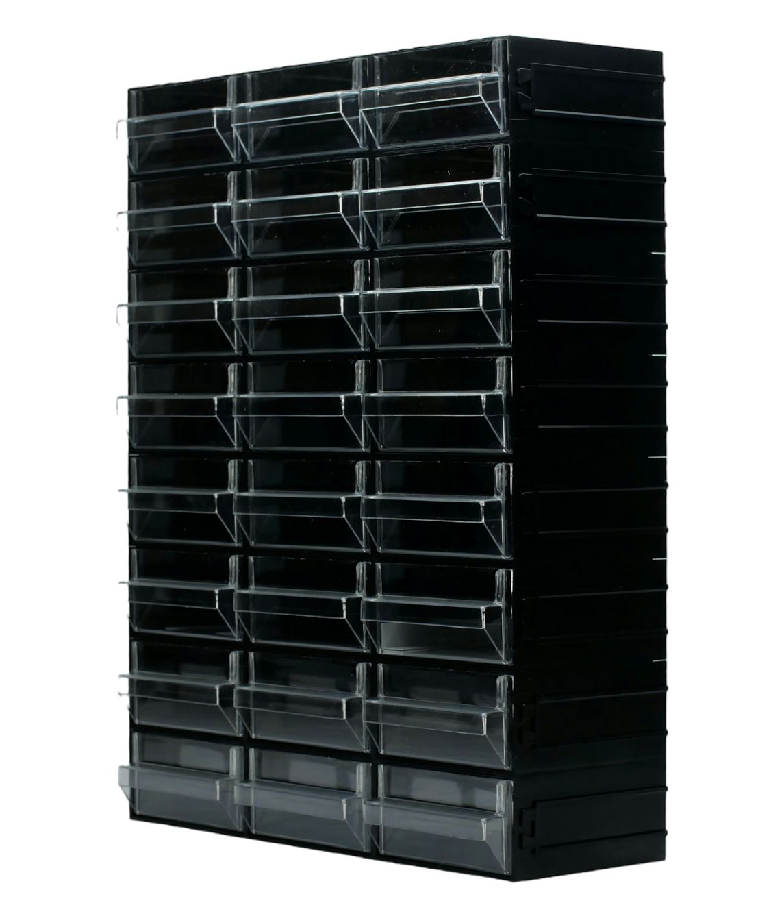 RS PRO 24 Drawer Storage Unit, Polystyrene, 338mm x 450mm x 133mm, Black, Transparent
