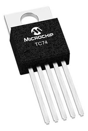 Microchip TC74A2 Series Digital Temperature Sensor, Voltage Output, Through Hole Mount, I2C, SMBus, ±2°C, 5 + Tab Pins