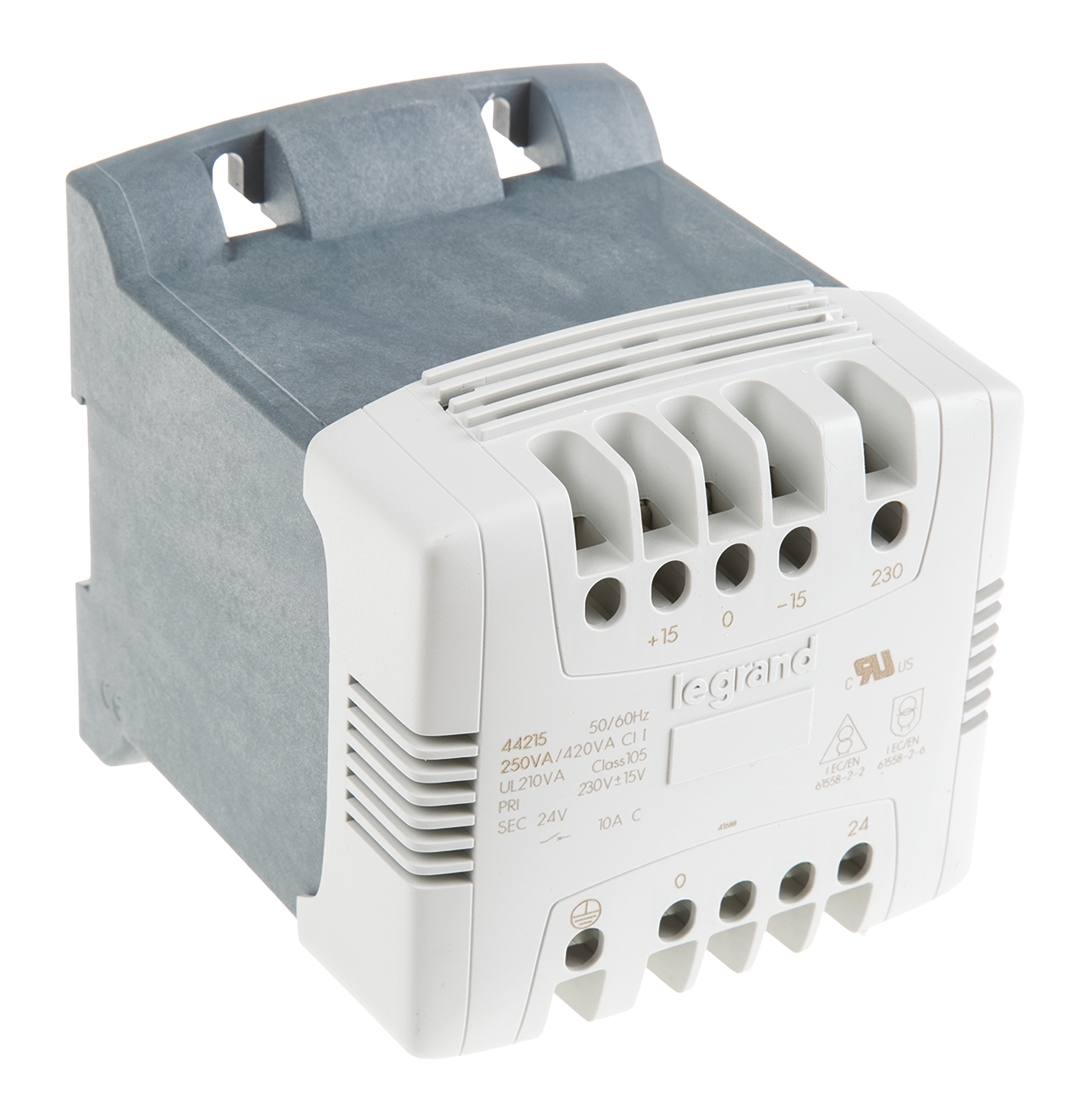 Legrand 250VA DIN Rail Transformer, 215V ac Primary, 24V ac Secondary