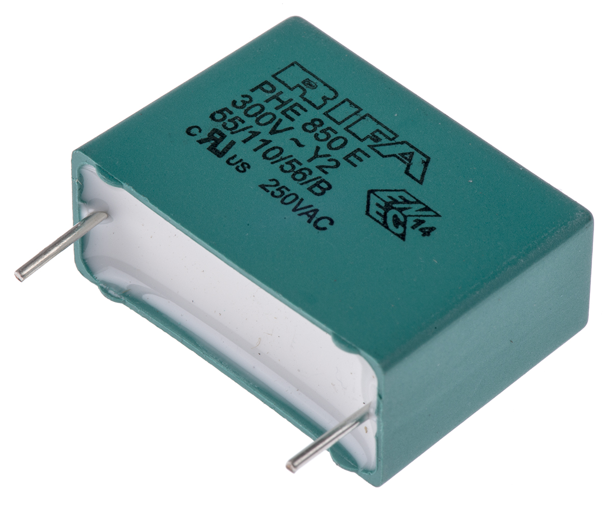 KEMET PHE850 Metallised Polypropylene Film Capacitor, 1.25 kV dc, 300 V ac, ±20%, 100nF, Through Hole