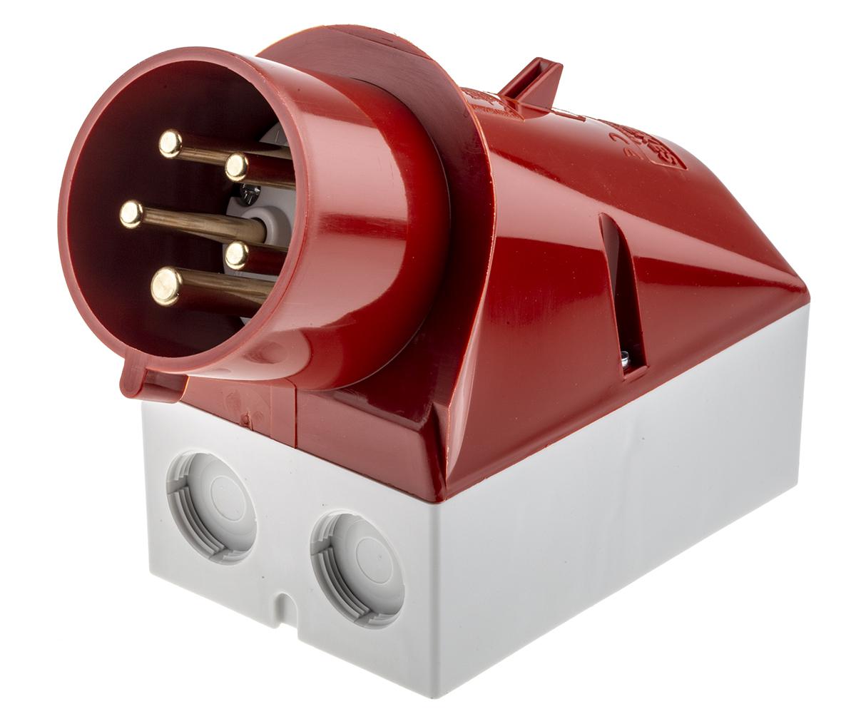 MENNEKES IP44 Red Wall Mount 3P + N + E 25 ° Industrial Power Plug, Rated At 32A, 400 V