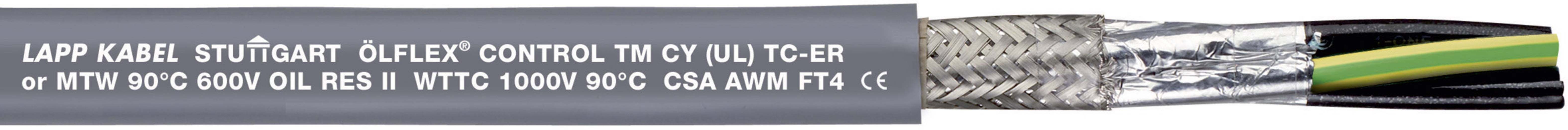 Lapp ÖLFLEX CONTROL TM CY Control Cable, 4 Cores, 4 mm² CSA 11 AWG, Screened, 50 m, Grey Polyvinyl Chloride Sheath