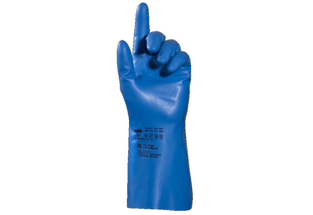 Mapa VITAL 186 Blue Nitrile Glove, Size 8, Polyurethane Coating