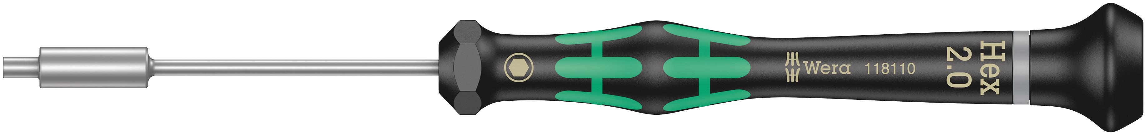 Wera Hexagon Nut Driver, 2 mm Tip, 60 mm Blade, 157 mm Overall
