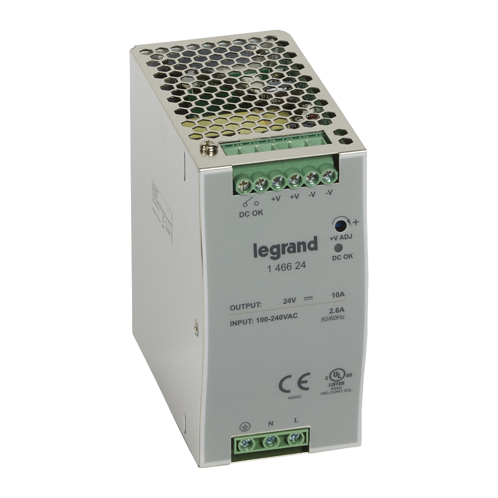 Legrand Switching Power Supply, 146624, 24V dc, 10A, 240W, 100 → 240V ac Input Voltage