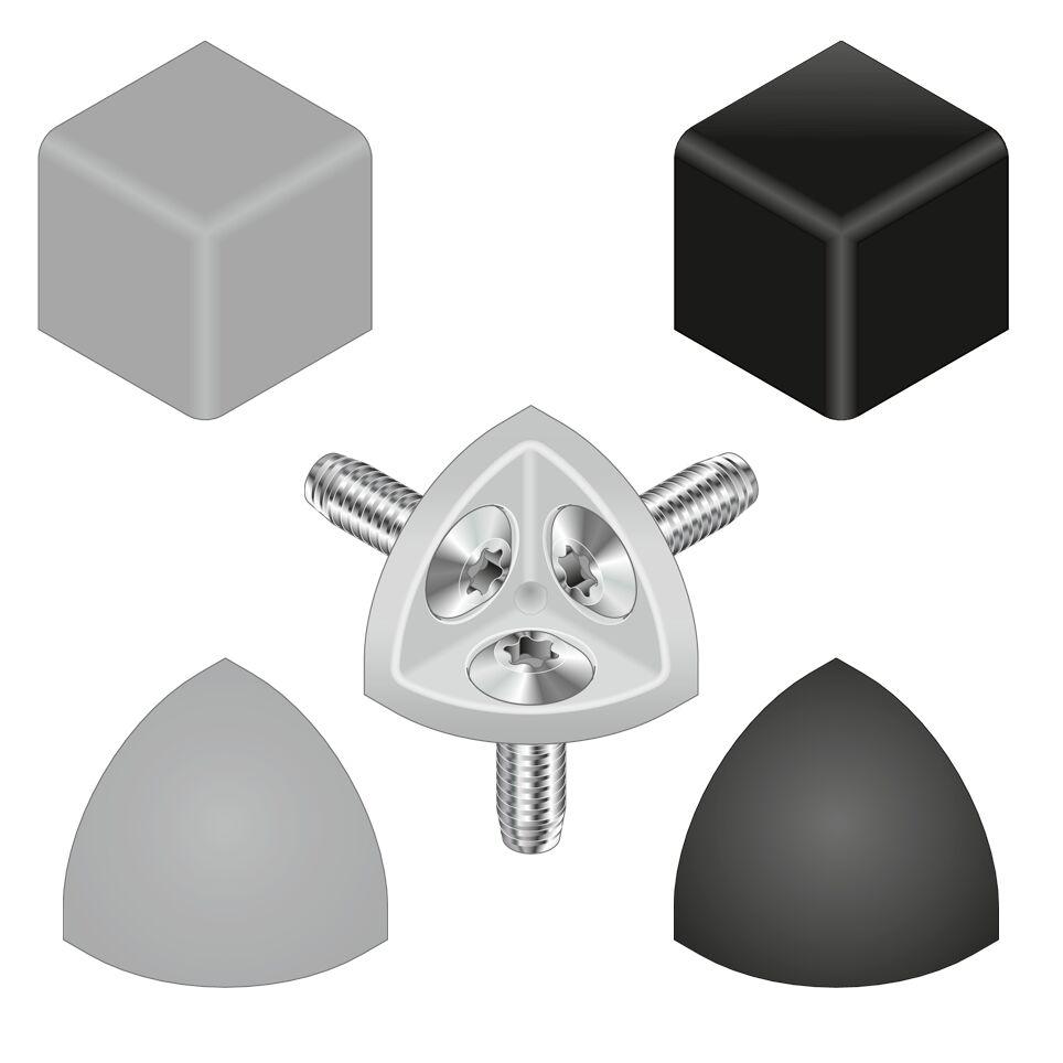 Bosch Rexroth Grey Corner Bracket Cap, 40 x 40R Strut Profile