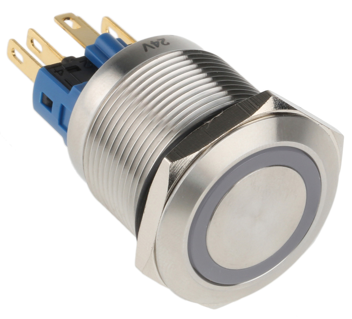 RS PRO Illuminated Push Button Switch, Latching, Panel Mount, 22mm Cutout, SPDT, Blue LED, 24V, IP65, IP67