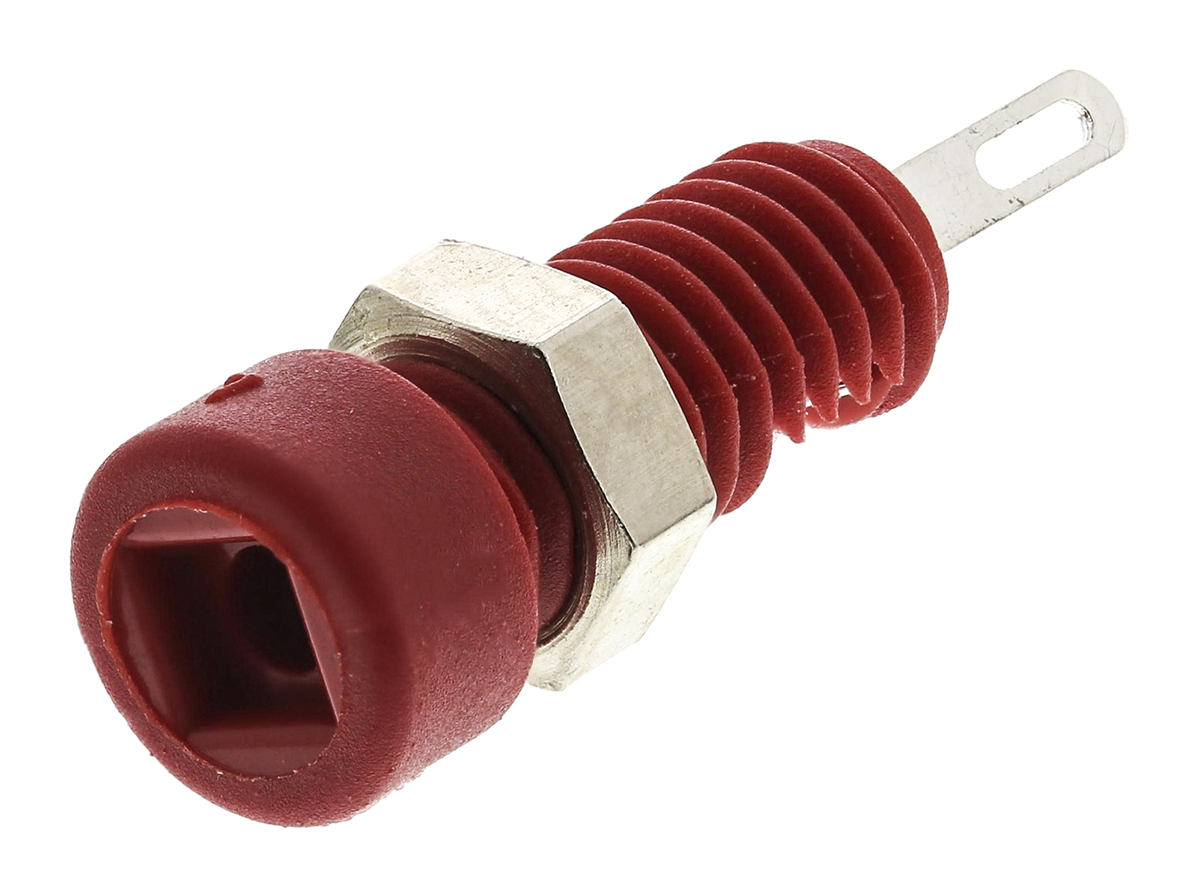 Hirschmann Test & Measurement Red Female Banana Socket, 2mm Connector, Solder Termination, 6A, 60V dc, Nickel, Tin