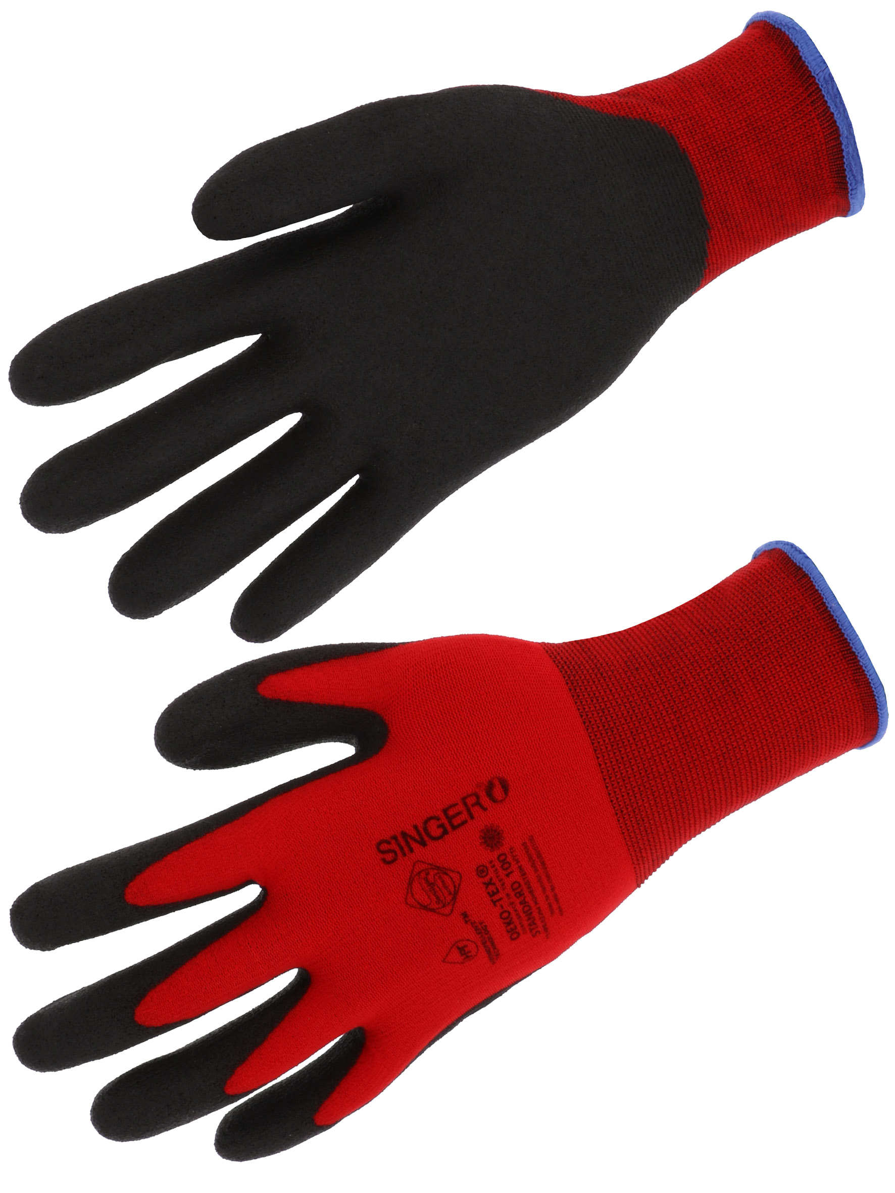 SINGER SAFETY NYMR15CFTN Black, Red Polyamide Work Gloves, Size 12