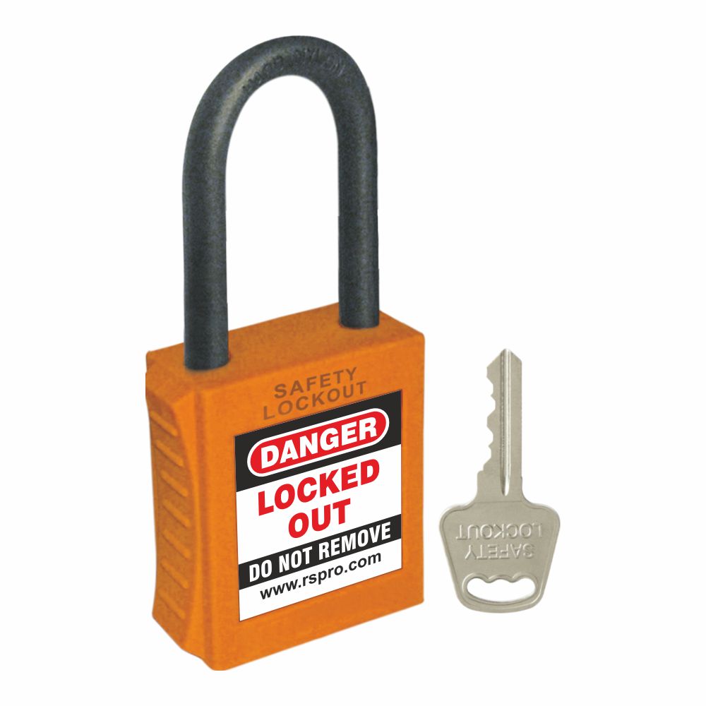 RS PRO Orange 1-Lock ABS, Nylon Safety Padlocks, 6mm Shackle, 42mm Attachment
