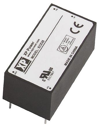 XP Power Switching Power Supply, ECE20US24, 24V dc, 830mA, 20W, 1 Output, 120 → 370 V dc, 85 → 264 V ac