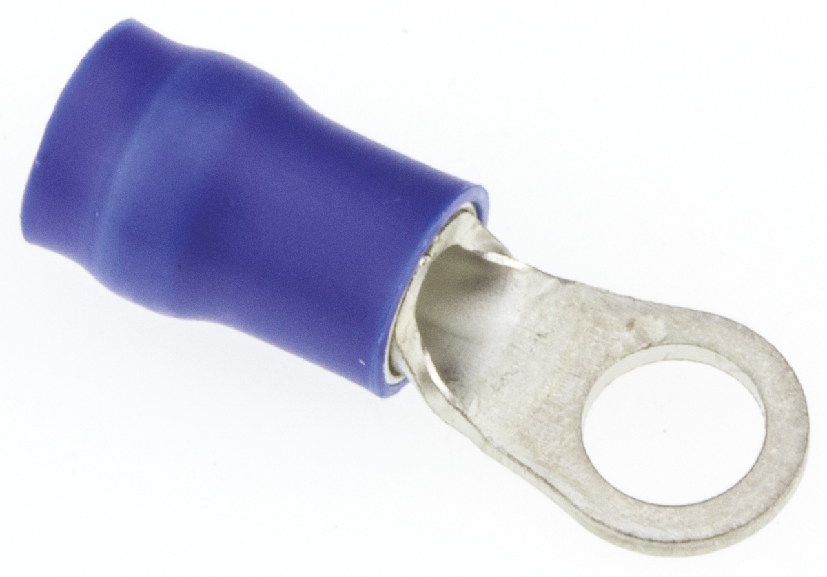 JST, R Insulated Ring Terminal, 4mm Stud Size, 1mm² to 2.6mm² Wire Size, Blue