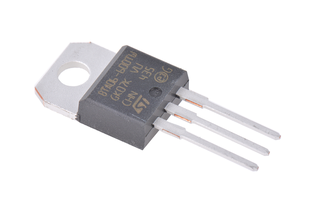 STMicroelectronics Through Hole, 3-pin, TRIAC, 800V, Gate Trigger 1.3V 600V