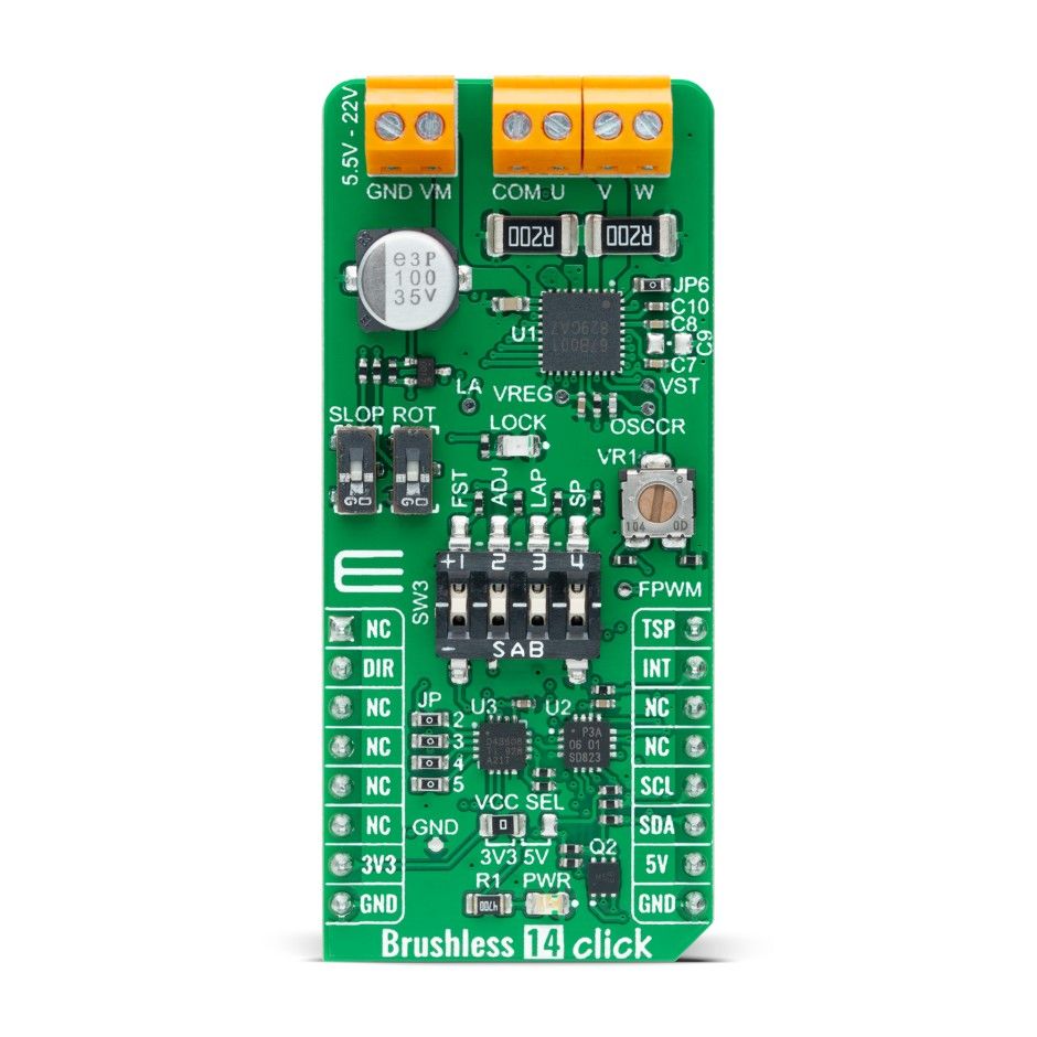 MikroElektronika Brushless 14 Click PWM Controller for TB67B001FTG for mikroBUS Socket
