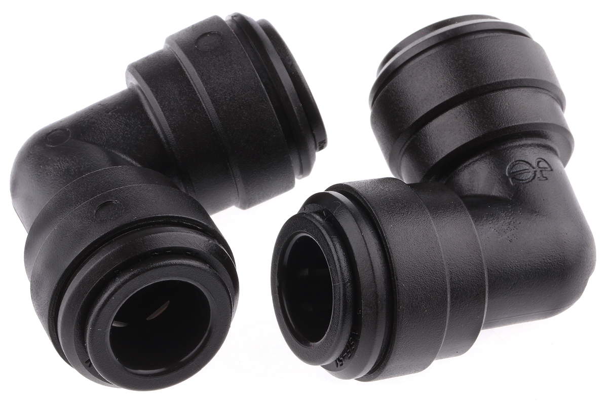 John Guest PM Series Elbow Tube-toTube Adaptor, Push In 10 mm to Push In 10 mm, Tube-to-Tube Connection Style