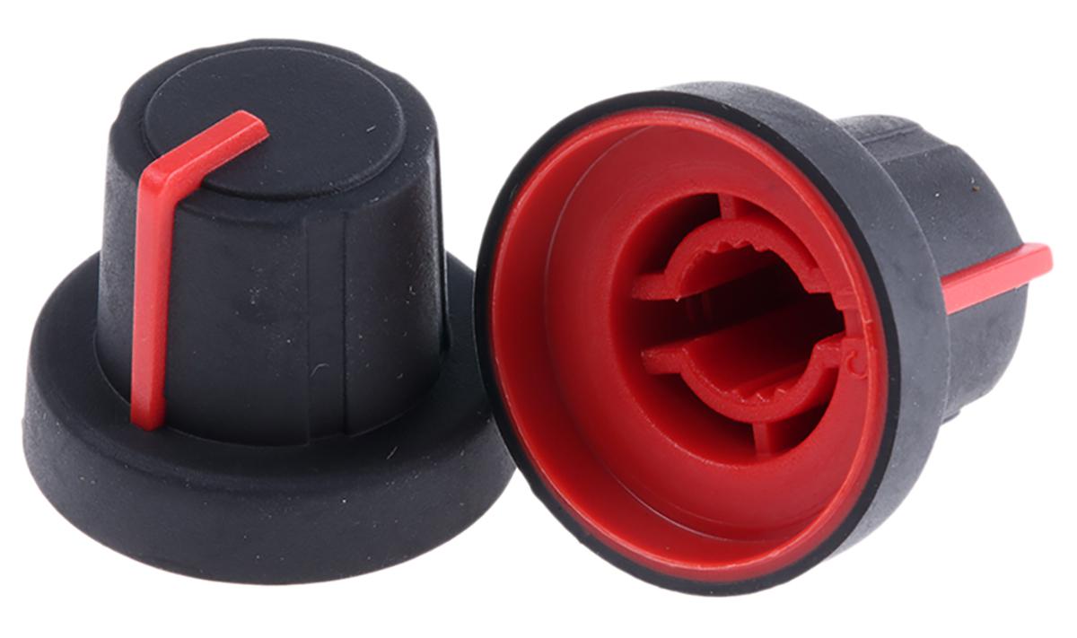 Sifam 18.9mm Black Potentiometer Knob for 6mm Shaft Splined, 3/03/TPN130-006/237/230