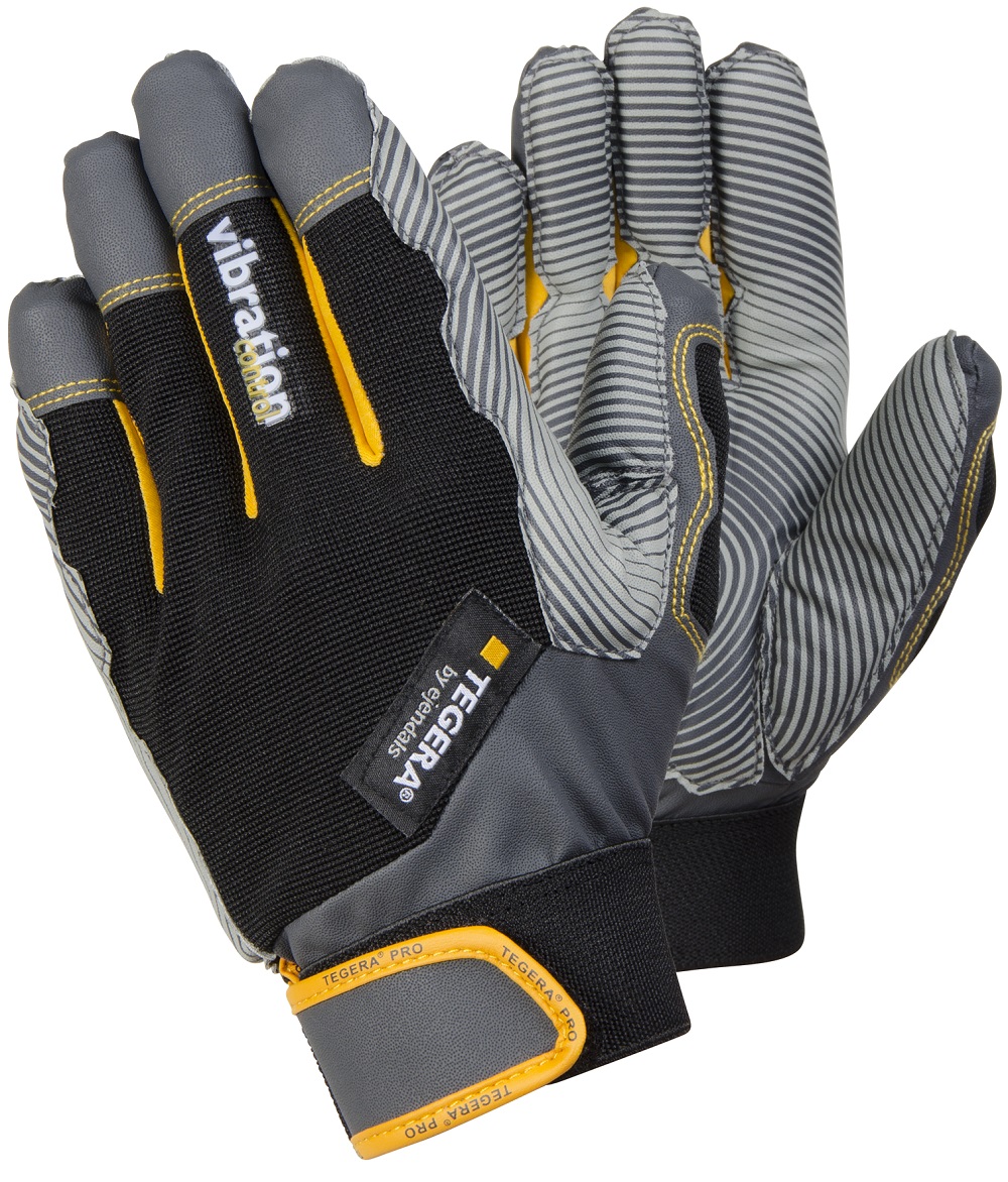 Tegera TEGERA PRO 9180A Black Unlined Polyester, Synthetic Leather, Vibrothan Puncture & Tear Resistant Gloves, Size 11