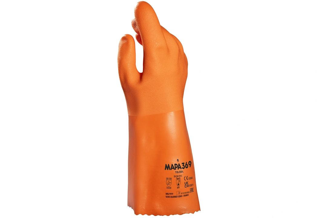 Mapa TELSOL 369 Black, Orange Nitrile Work Gloves, Size 10