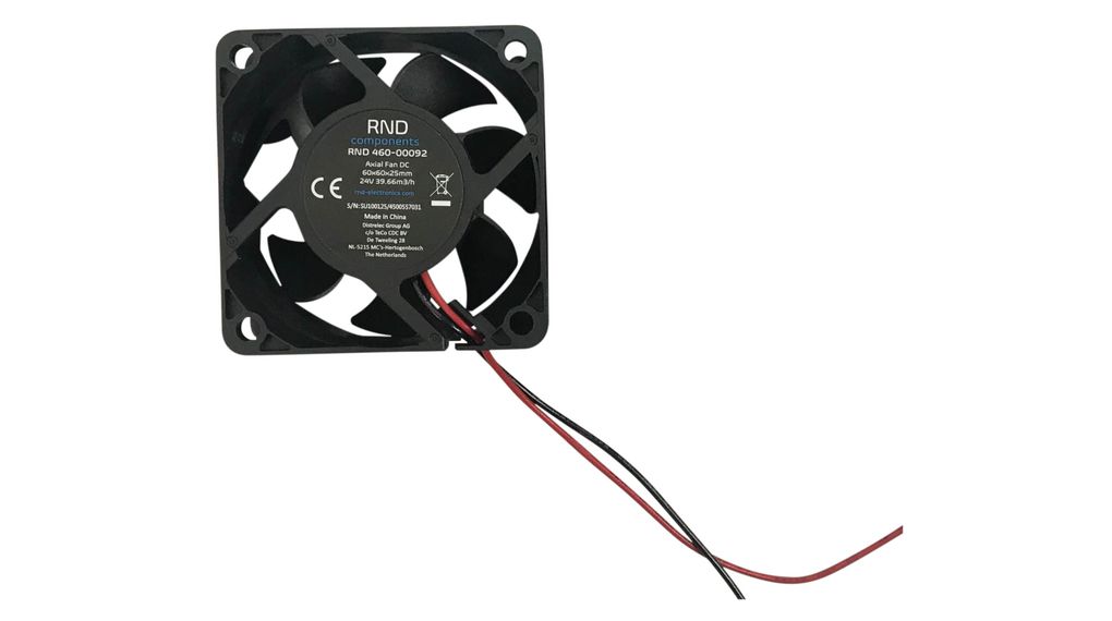 RND Axial Fan, 24 V dc, dc Operation, 23.95cfm, 1.92W, 80mA Max, IP44, 60 x 60 x 25mm