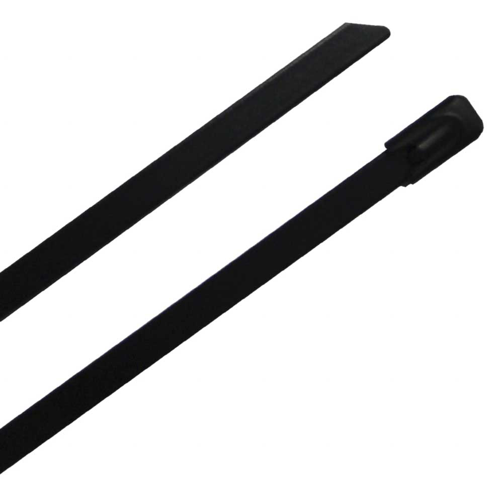 RS PRO Cable Tie, Ball Lock, 520mm x 4.6 mm, Black 316 Stainless Steel, Pk-100