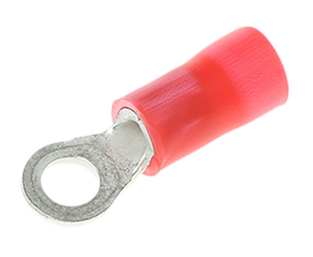 TE Connectivity, PLASTI-GRIP Insulated Ring Terminal, M3 Stud Size, 0.26mm² to 1mm² Wire Size, Red
