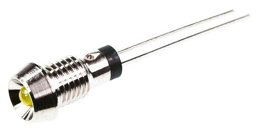 Marl Yellow Panel Mount Indicator, 2.8V, 6mm Mounting Hole Size, Lead Pin Termination