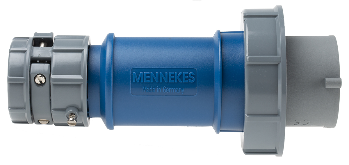 MENNEKES, PowerTOP IP67 Blue Cable Mount 3P Industrial Power Plug, Rated At 32A, 230 V