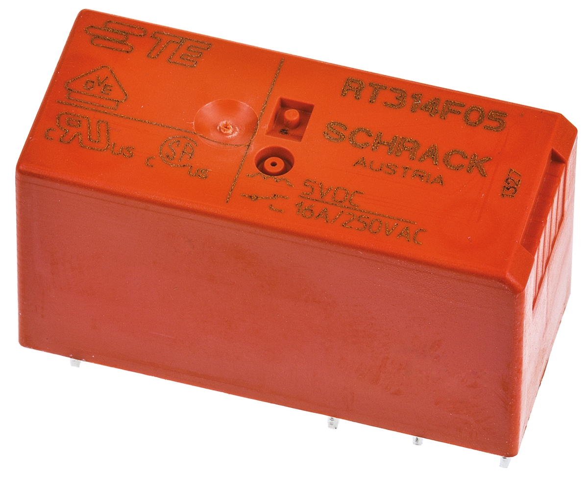 TE Connectivity PCB Mount Latching Power Relay, 5V dc Coil, 16A Switching Current, SPDT