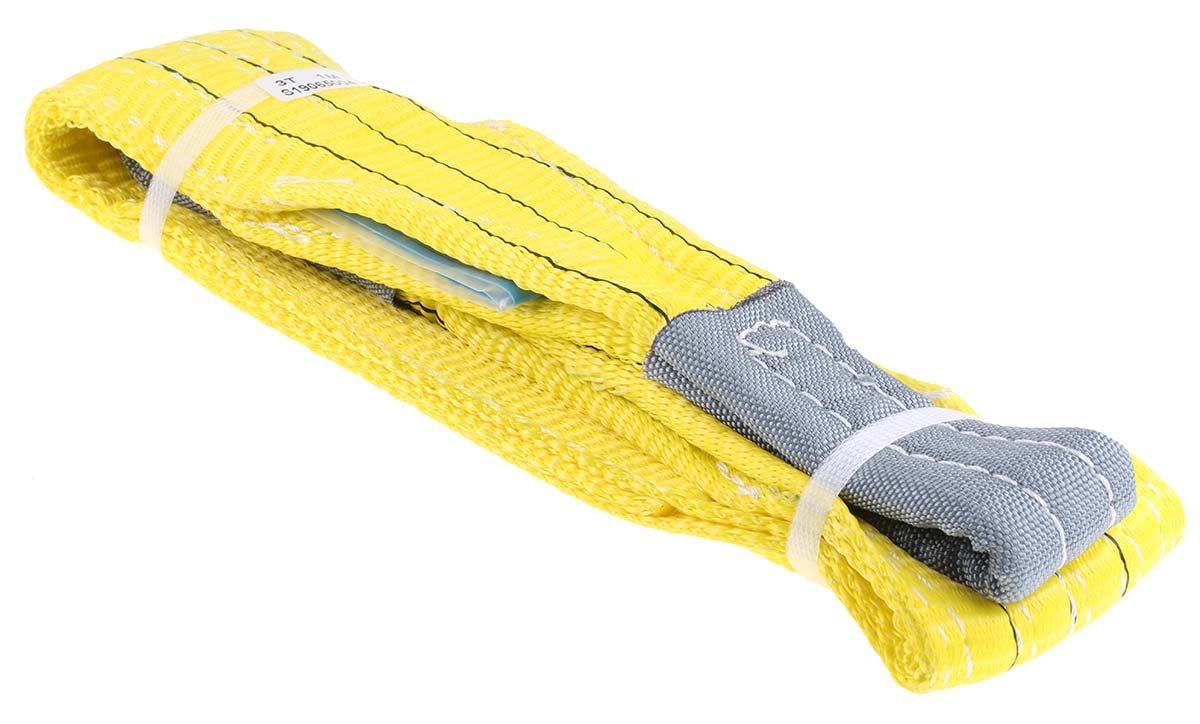RS PRO 1m Yellow Lifting Sling Webbing, 3t