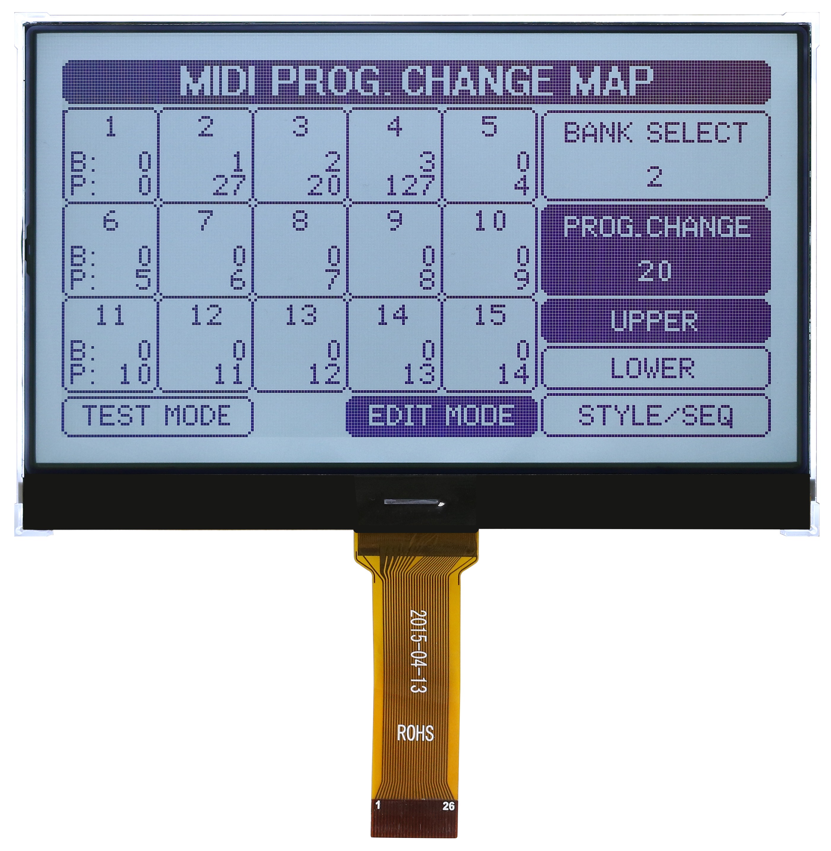 Midas MDCOG240128B6W-FPTLW MDCOG Graphic LCD Display, Black on White, 128 by 64 Dots, Transflective