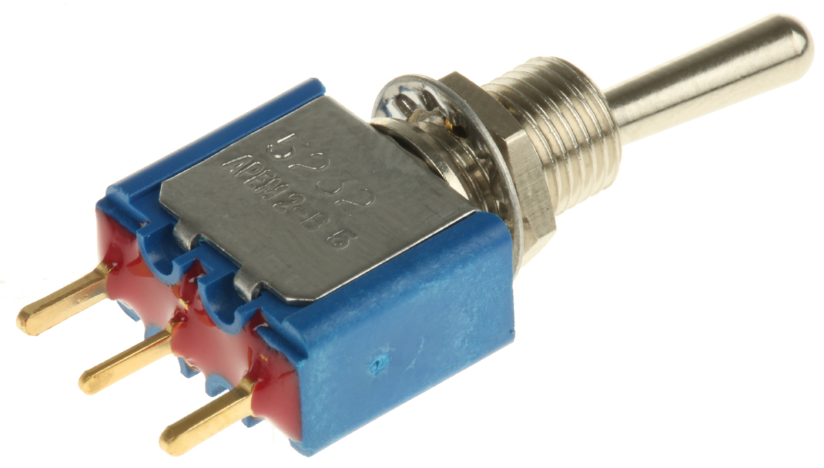 APEM Toggle Switch, PCB Mount, On-(On), SPST, PC Terminal Terminal, 20V ac/dc