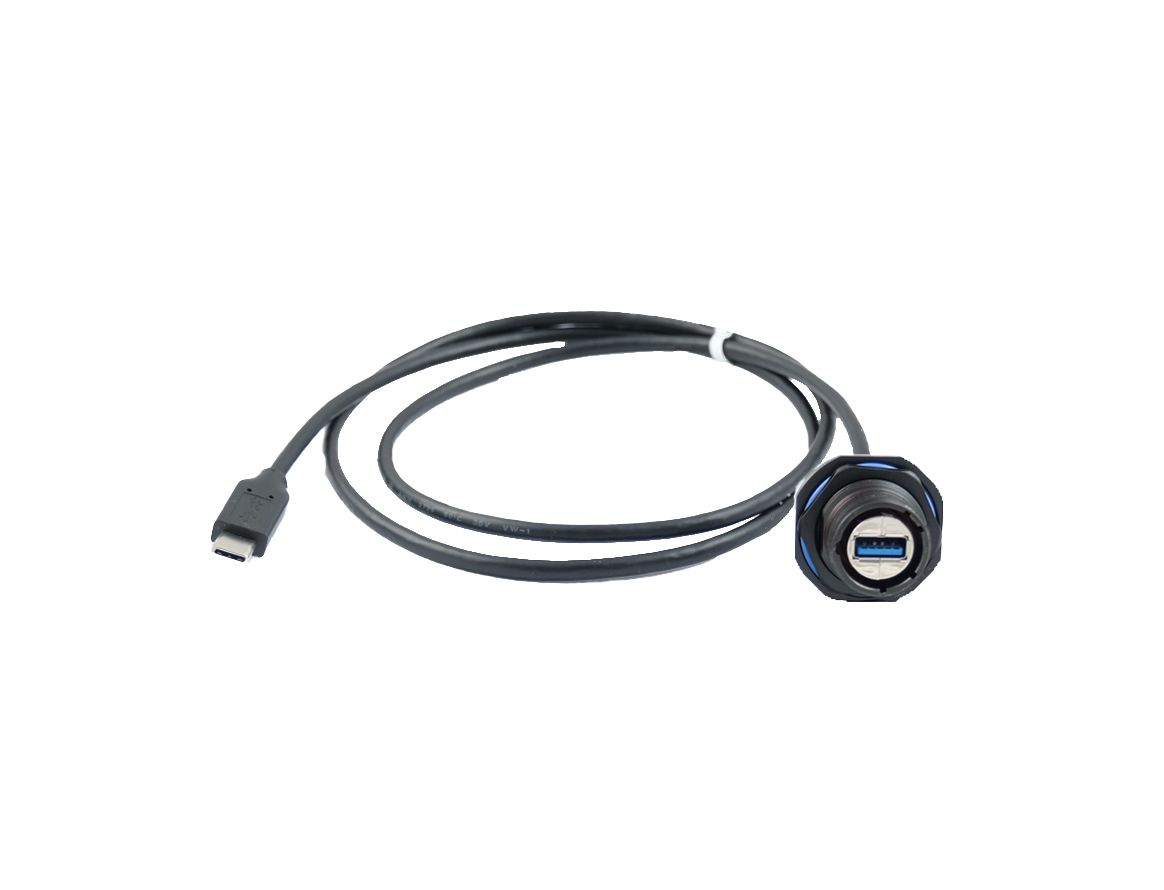 Amphenol Socapex Straight, Panel Mount, Female to Male- Dual Port Type Type A to Type C USB 3.2 IP68 USB Adaptor